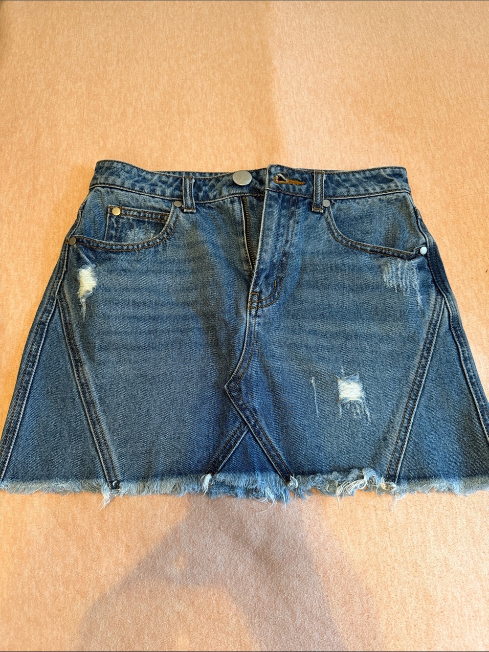 Lulu's Distressed Denim Mini Skirt - Blue